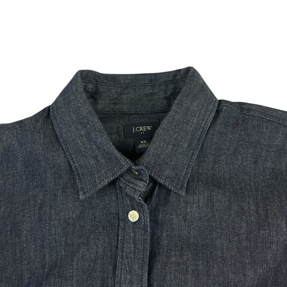 J.Crew Women's Dark Denim Button-Up Shirt XS Long Sleeves Casual Streetwear - Picture 10 of 10